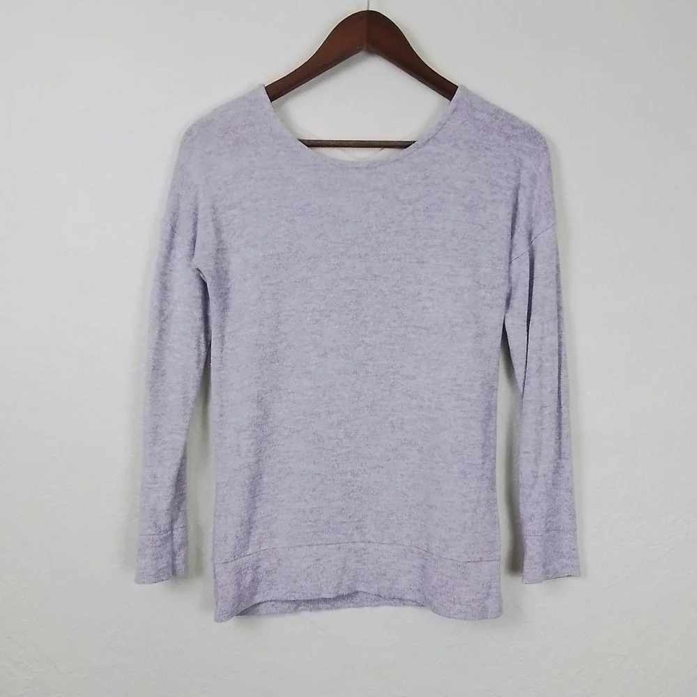 Poof Girl Large Lavender Purple Knit‎ Sweater V-Neck Crisscross Back Long Sleeve